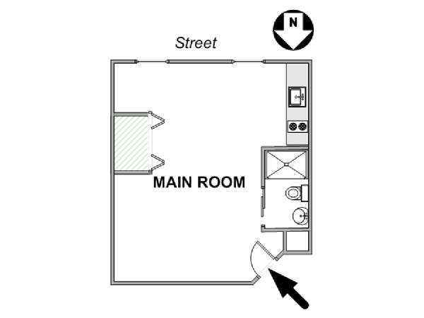 Paris Studio T1 logement location appartement - plan schématique  (PA-2453)