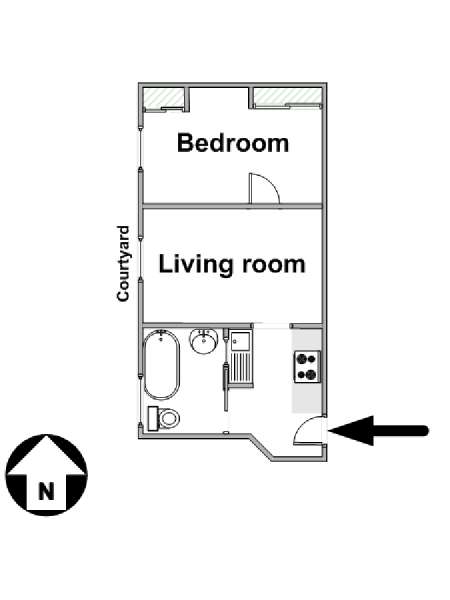 Parigi 1 Camera da letto appartamento - piantina approssimativa dell' appartamento  (PA-2475)