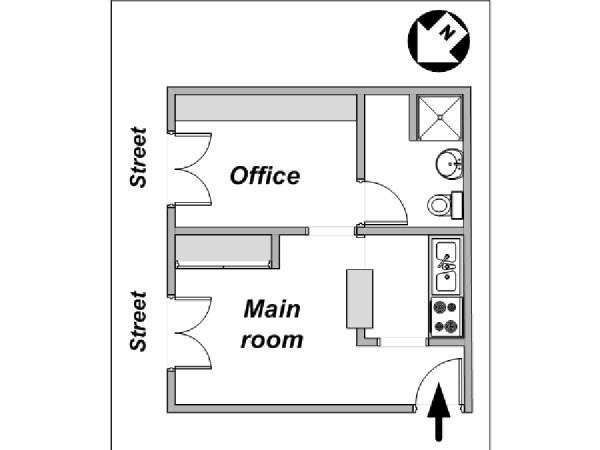 Paris Alcove Studio apartment - apartment layout  (PA-2482)