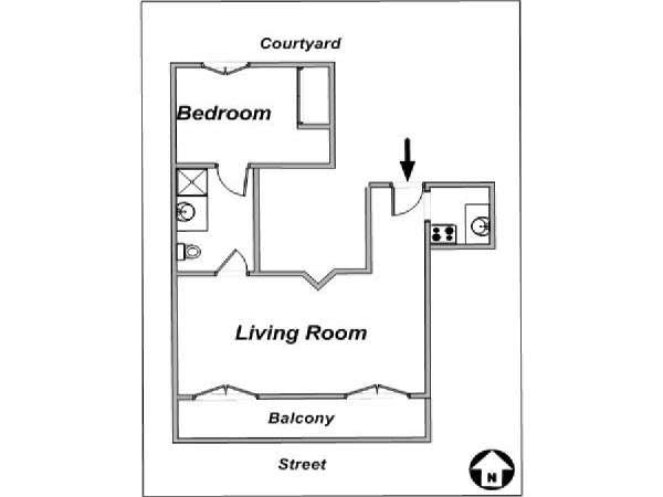 Paris 1 Bedroom apartment - apartment layout  (PA-2534)