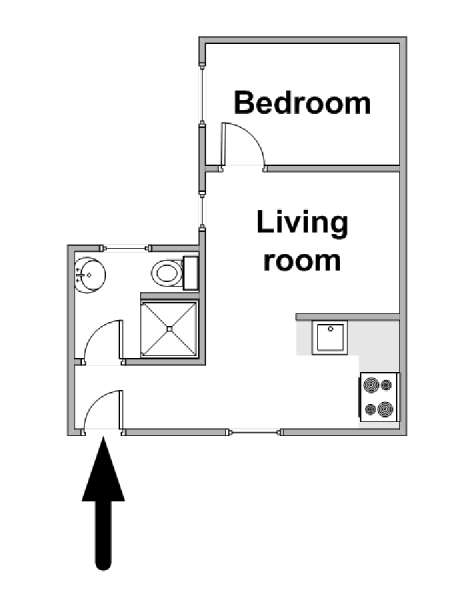 Paris 1 Bedroom apartment - apartment layout  (PA-2569)