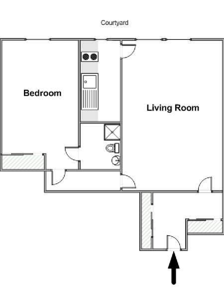 Parigi 1 Camera da letto appartamento - piantina approssimativa dell' appartamento  (PA-2579)