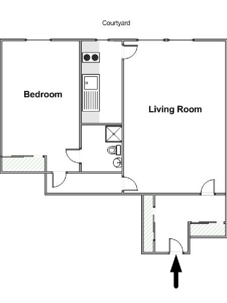 Paris 2 Zimmer wohnungsvermietung - layout  (PA-2579)