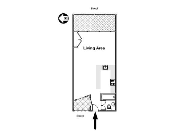 Paris Studio T1 logement location appartement - plan schématique  (PA-2590)