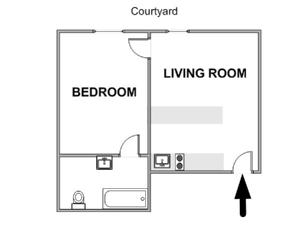 Paris 1 Bedroom apartment - apartment layout  (PA-2666)