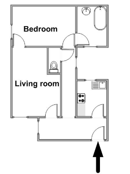 Paris 1 Bedroom apartment - apartment layout  (PA-2691)