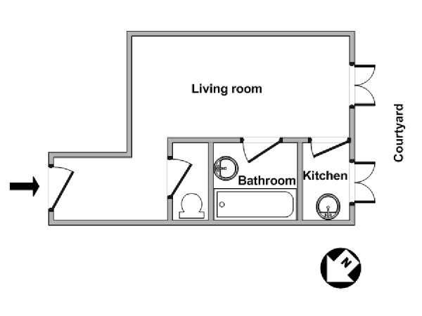 Paris Studio T1 appartement location vacances - plan sch&eacute;matique  (PA-2785)