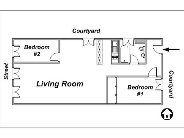 Parigi 2 Camere da letto appartamento - piantina approssimativa dell' appartamento  (PA-2794)
