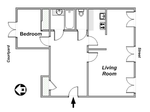 Paris T2 appartement location vacances - plan schématique  (PA-2817)