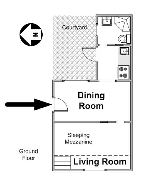 Parigi 1 Camera da letto appartamento - piantina approssimativa dell' appartamento  (PA-2821)