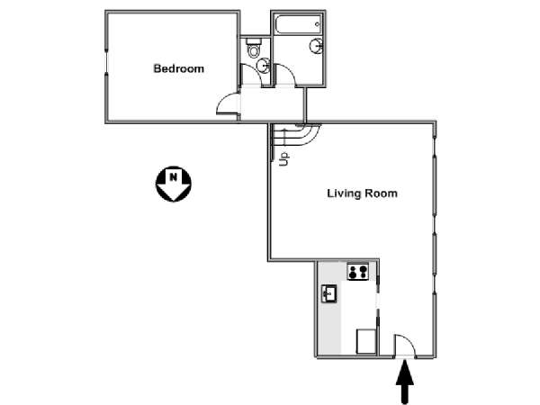 Paris 1 Bedroom accommodation - apartment layout  (PA-2831)