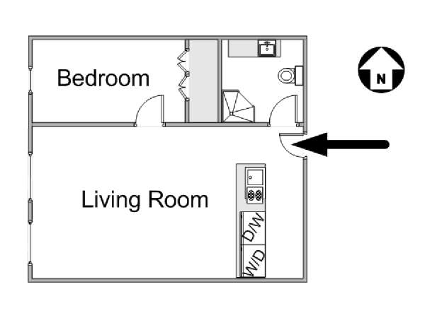 Parigi 1 Camera da letto appartamento - piantina approssimativa dell' appartamento  (PA-2890)