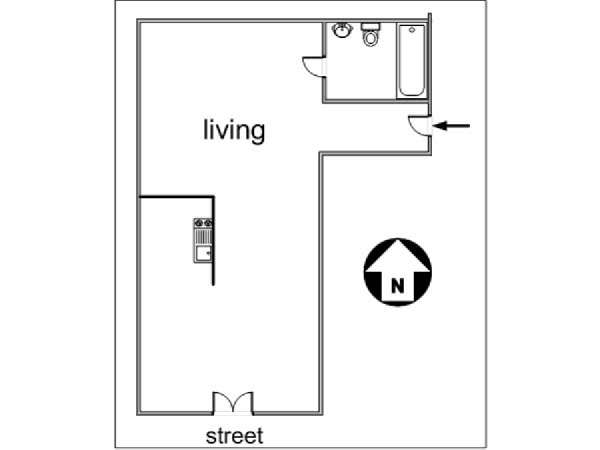 Parigi Monolocale appartamento - piantina approssimativa dell' appartamento  (PA-2984)