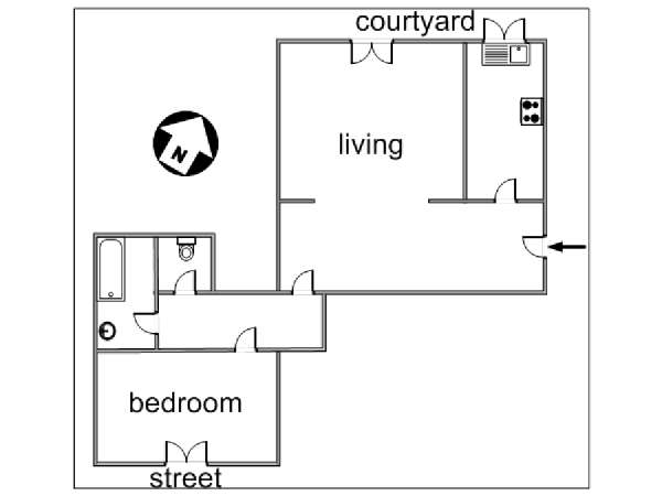 Paris T2 logement location appartement - plan schématique  (PA-3004)