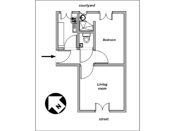 París 1 Dormitorio apartamento - esquema  (PA-3010)