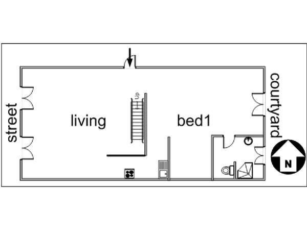 Paris 2 Bedroom - Duplex apartment - apartment layout  (PA-3039)