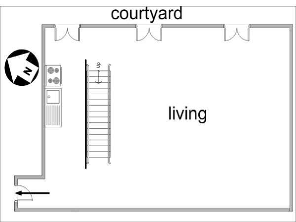 Parigi 1 Camera da letto - Duplex appartamento - piantina approssimativa dell' appartamento 1 (PA-3049)