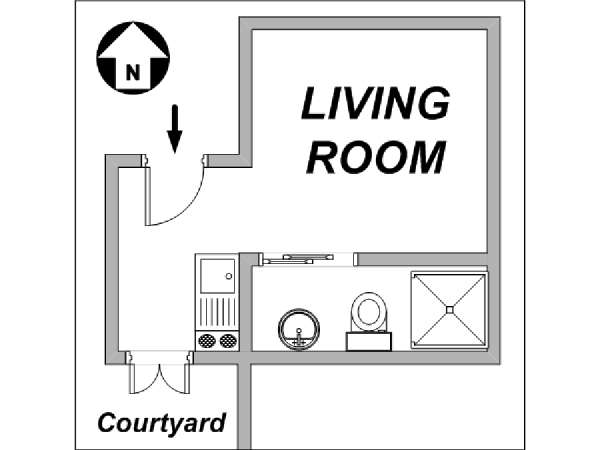 Paris Studio apartment - apartment layout  (PA-3059)