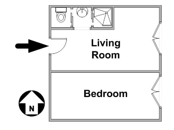 Parigi 1 Camera da letto appartamento - piantina approssimativa dell' appartamento  (PA-3078)