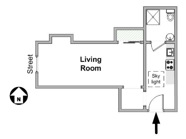 Paris Studio T1 logement location appartement - plan schématique  (PA-3148)