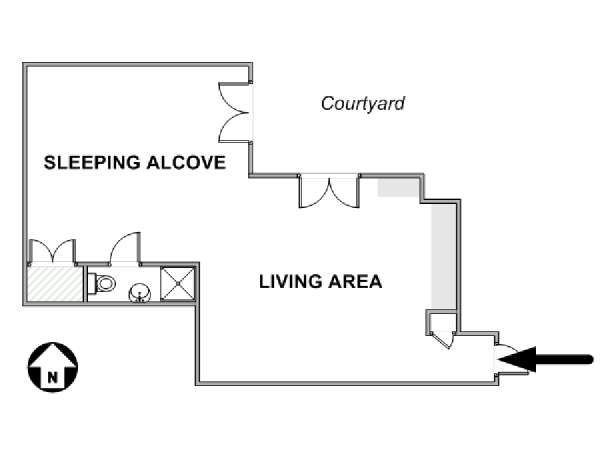 Paris Alcove Studio apartment - apartment layout  (PA-3160)