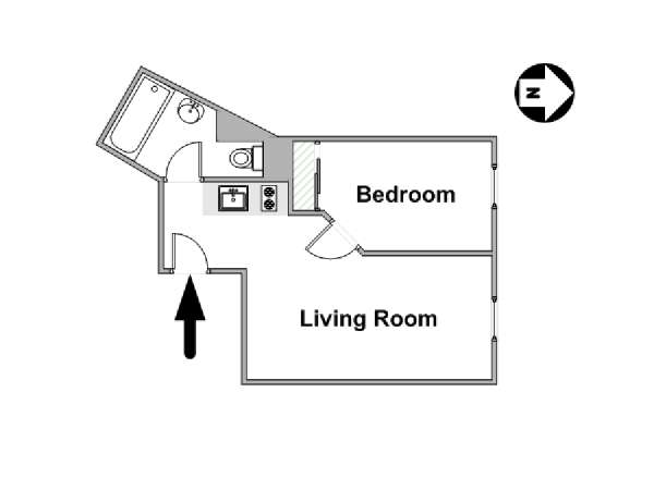 Paris 1 Bedroom apartment - apartment layout  (PA-3170)