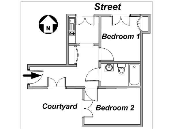 Paris T2 logement location appartement - plan schématique  (PA-3216)