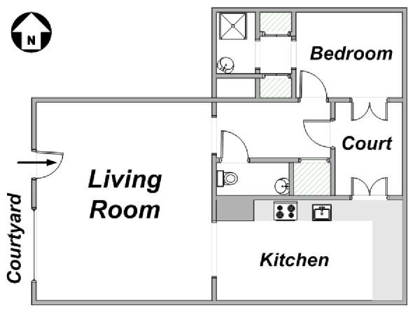 Paris 1 Bedroom apartment - apartment layout  (PA-3232)
