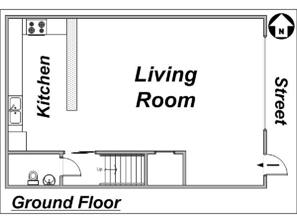 Parigi 3 Camere da letto - Duplex - Casa di città appartamento - piantina approssimativa dell' appartamento 1 (PA-3238)