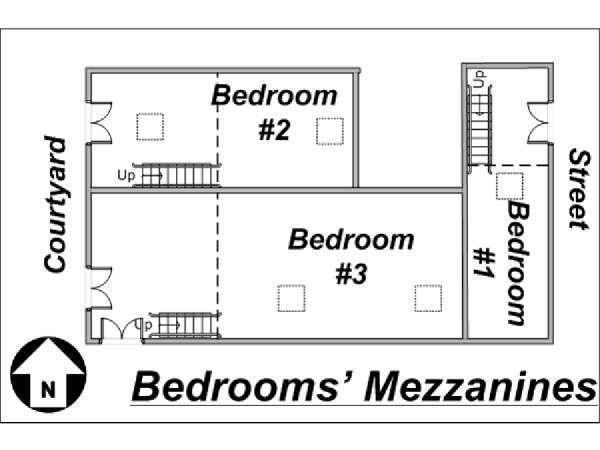 Parigi 3 Camere da letto - Duplex - Casa di città appartamento - piantina approssimativa dell' appartamento 2 (PA-3238)