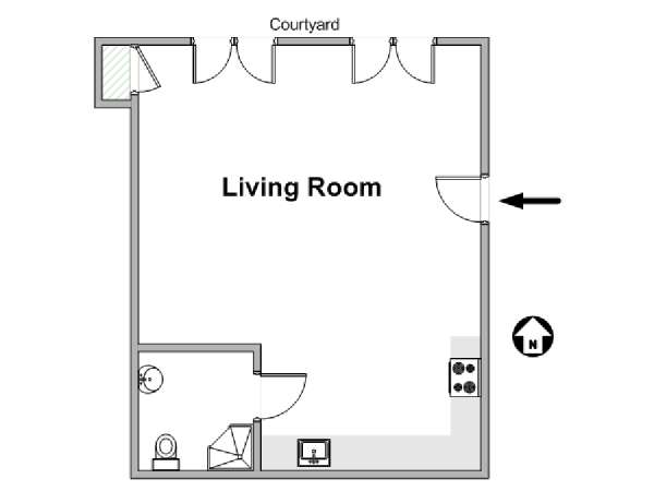 Paris Studio apartment - apartment layout  (PA-3255)