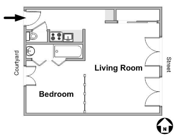 Paris 1 Bedroom apartment - apartment layout  (PA-3275)