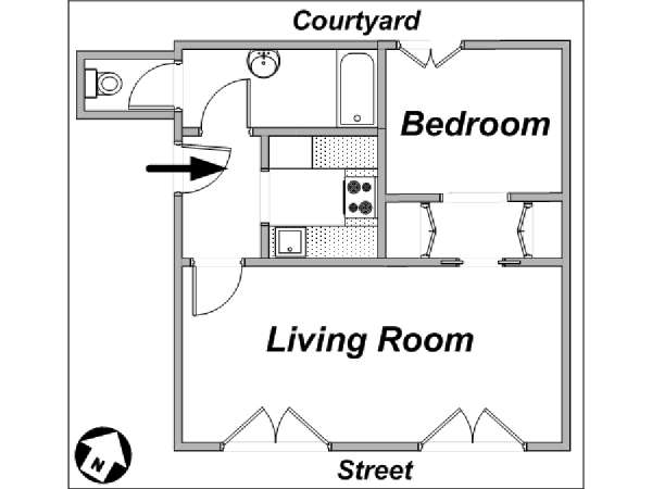 Paris 1 Bedroom apartment - apartment layout  (PA-3294)
