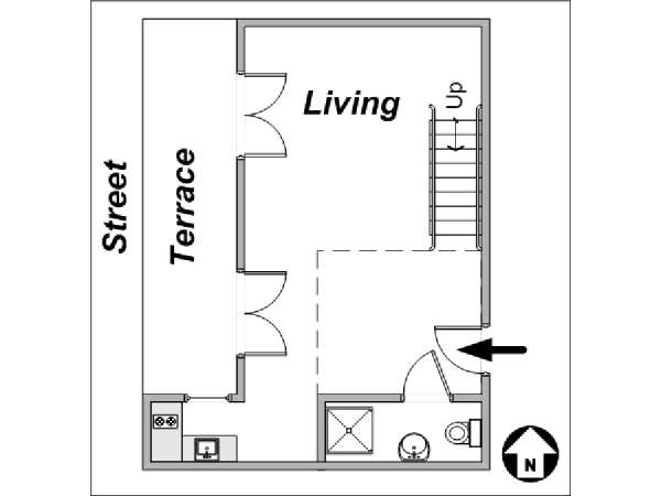 Paris Studio T1 logement location appartement - plan schématique  (PA-3298)