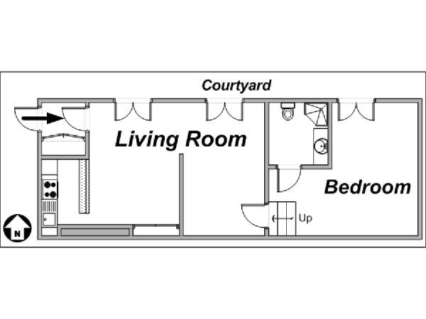 Parigi 1 Camera da letto appartamento - piantina approssimativa dell' appartamento  (PA-3305)