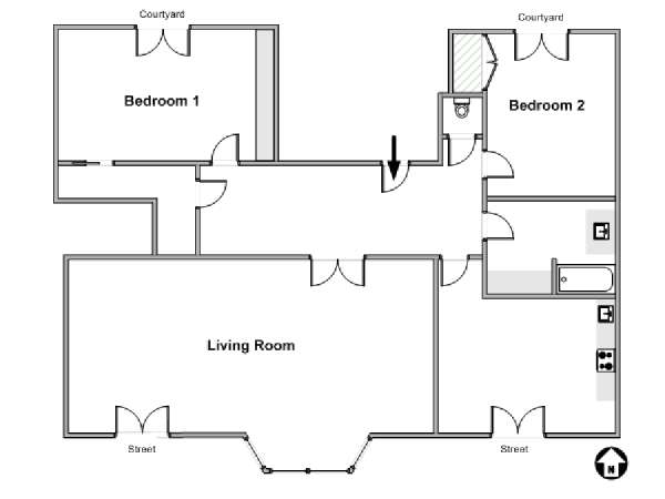 París 2 Dormitorios apartamento - esquema  (PA-3306)