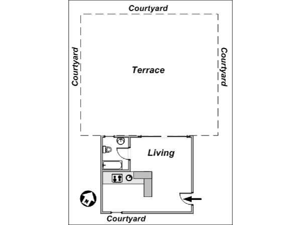 Parigi Monolocale appartamento - piantina approssimativa dell' appartamento  (PA-3317)
