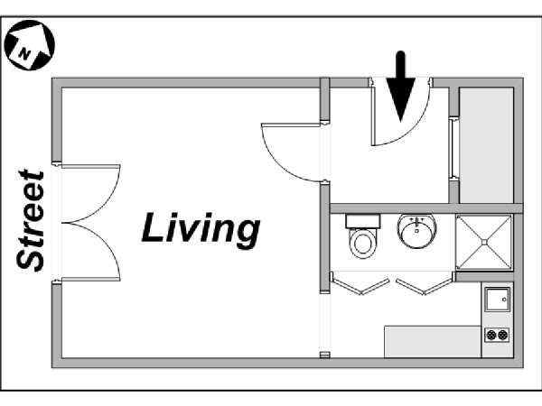 Paris Studio apartment - apartment layout  (PA-3325)