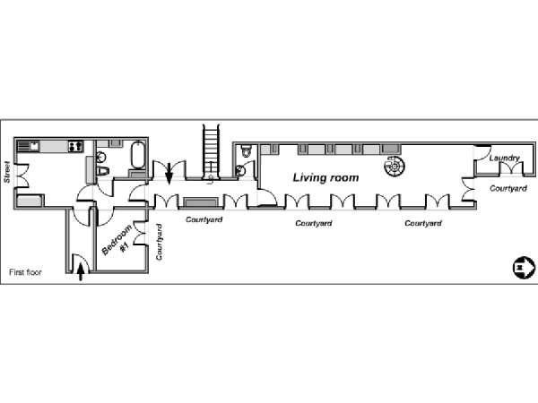 Paris 5 Zimmer - Duplex wohnungsvermietung - layout 1 (PA-3390)