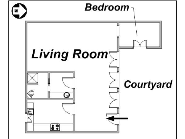 Paris 1 Bedroom apartment - apartment layout  (PA-3412)