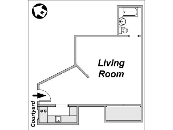 Paris Studio apartment - apartment layout  (PA-3461)