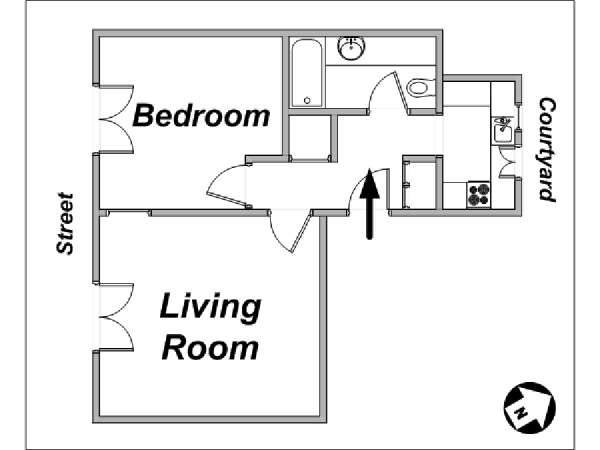 Paris 1 Bedroom apartment - apartment layout  (PA-3492)