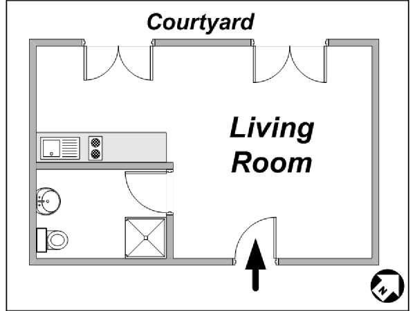 Paris Studio apartment - apartment layout  (PA-3524)