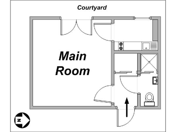 Paris Studio apartment - apartment layout  (PA-3553)