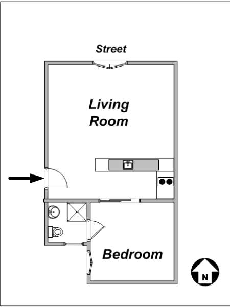 Paris 1 Bedroom accommodation - apartment layout  (PA-3610)