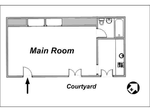 Paris Studio apartment - apartment layout  (PA-3647)