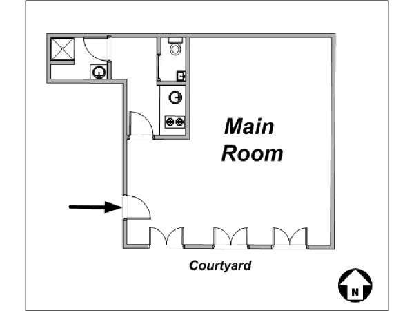 Paris Studio accommodation - apartment layout  (PA-3662)