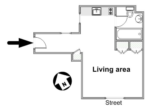 Parigi Monolocale appartamento - piantina approssimativa dell' appartamento  (PA-3675)