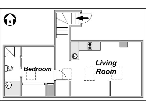 Paris T2 logement location appartement - plan sch&eacute;matique  (PA-3717)