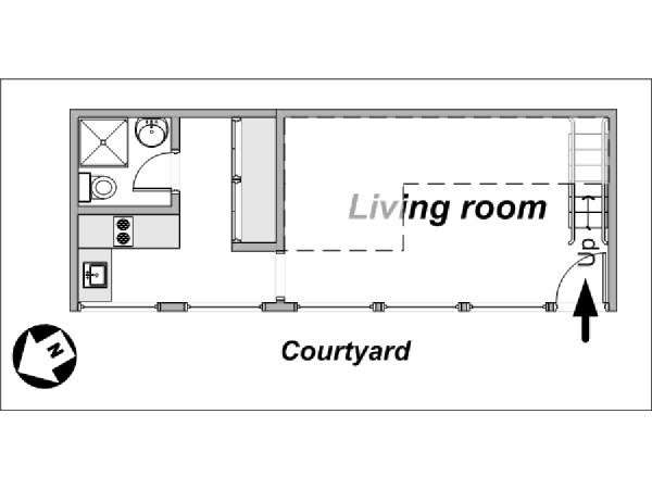 Paris Studio - Loft - Duplex apartment - apartment layout  (PA-3747)
